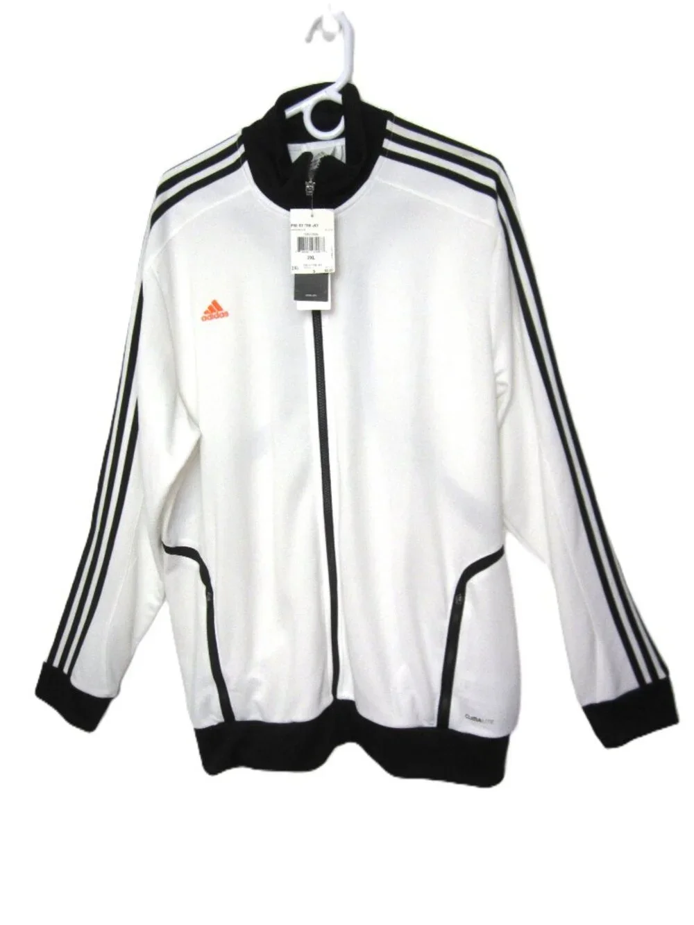 Adidas Mens XXL 2XL White Black 3 Stripe Track Jacket NEW NWT Polyester